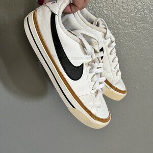 Nike Size 9 Nike Low Top Sneakers White Brown Black Stripe Athletic Shoes
